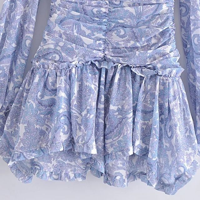 Adelaide - Mini-jurk met ruches, lange mouwen en nauwsluitende taille