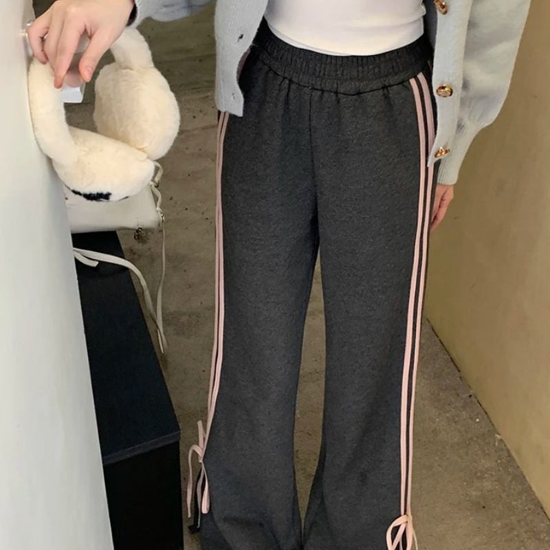 Ariana - Casual wijde trainingsbroek met strikbanden aan de zijkant