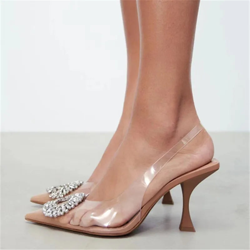 Elena - verfraaide pure platte schoenen met kristallen details