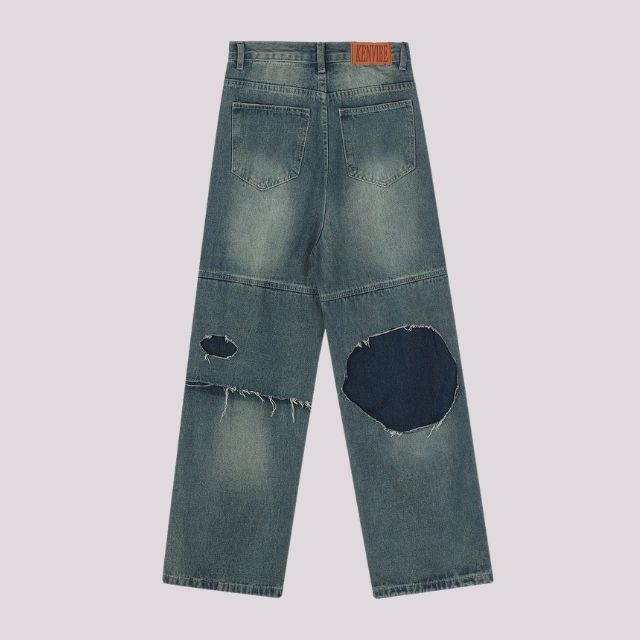 Catalina - Gescheurde jeans met patchwork met franjes