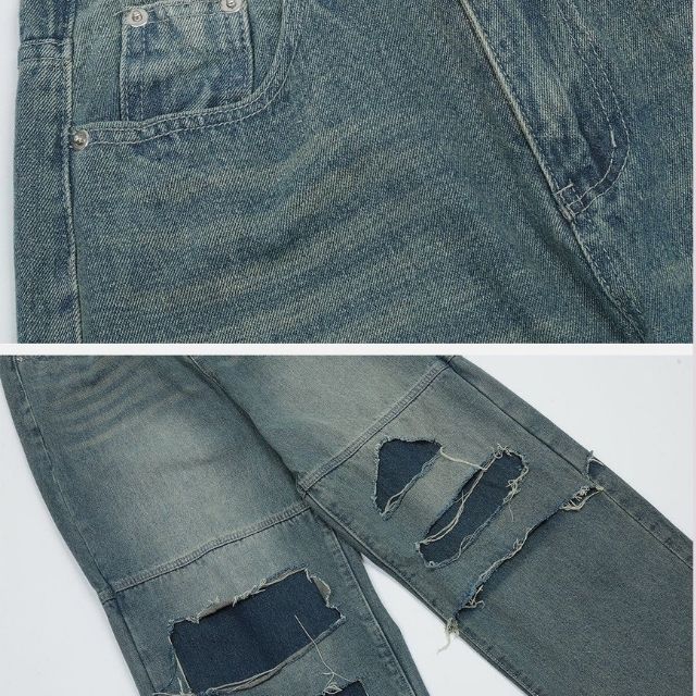 Catalina - Gescheurde jeans met patchwork met franjes