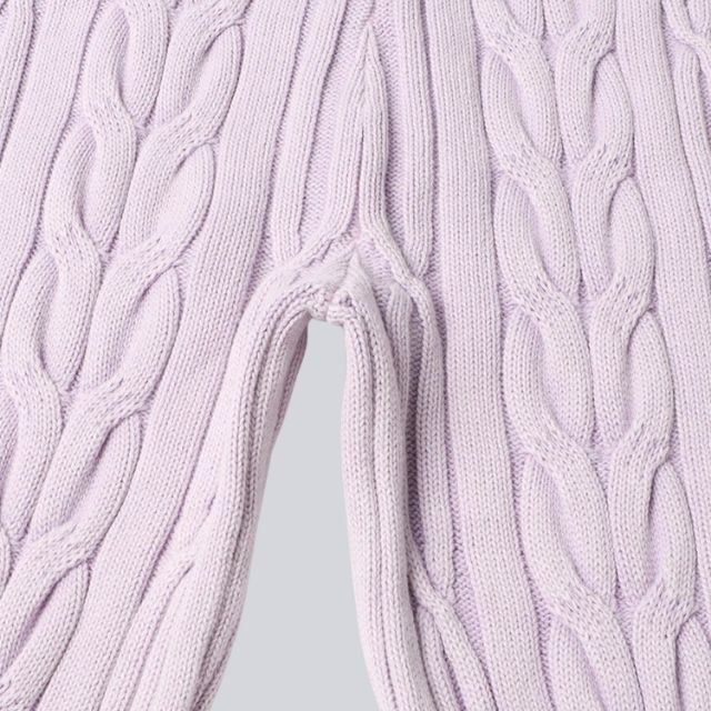Ava - lavendelkleurige kabelgebreide uitlopende broek